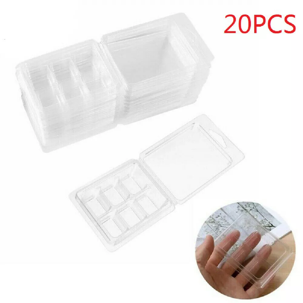 15 Pack Wax Melt Molds, 6 Cavity Clear Empty Plastic Wax Melt Containers