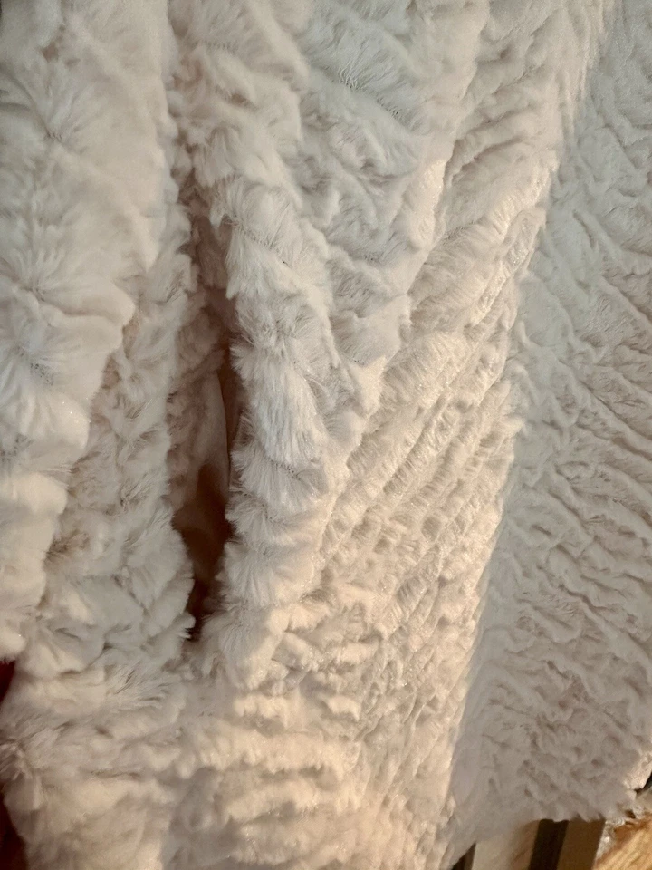 🩷Adrienne Landau- 2X Abrigo Blanco Imitación Piel 1/4 Cremallera Capa Pullover Chaqueta Nuevo Foto 4 de 4