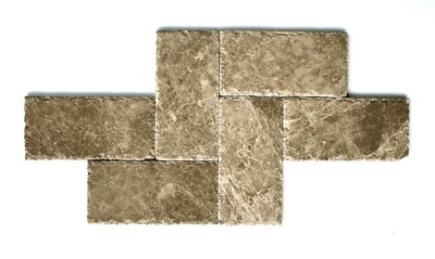 Emperador Light 4x8 Brushed Finish Chiseled Edge Marble Floor Backsplash Tile