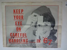 1967 GIRL SCOUT GSA KEEP YOUR EYE IN CAREFUL HANDLING POSTER 22 X 17