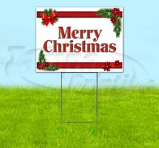 MERRY CHRISTMAS 18x24 Yard Sign Corrugated Plastic Bandit Lawn USA HOLIDAYS