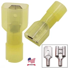 Yellow Nylon Spade Female&Male Crimp Insulated Connectors Terminal 12-10AWG