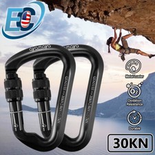 2PCS 30KN Heavy Duty Aluminum Locking Carabiner Clip Climbing D-Ring Screw Hook