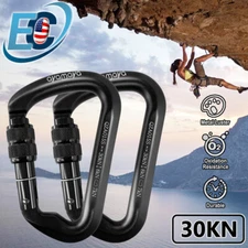 2PCS 30KN Heavy Duty Aluminum Locking Carabiner Clip Climbing D-Ring Screw Hook