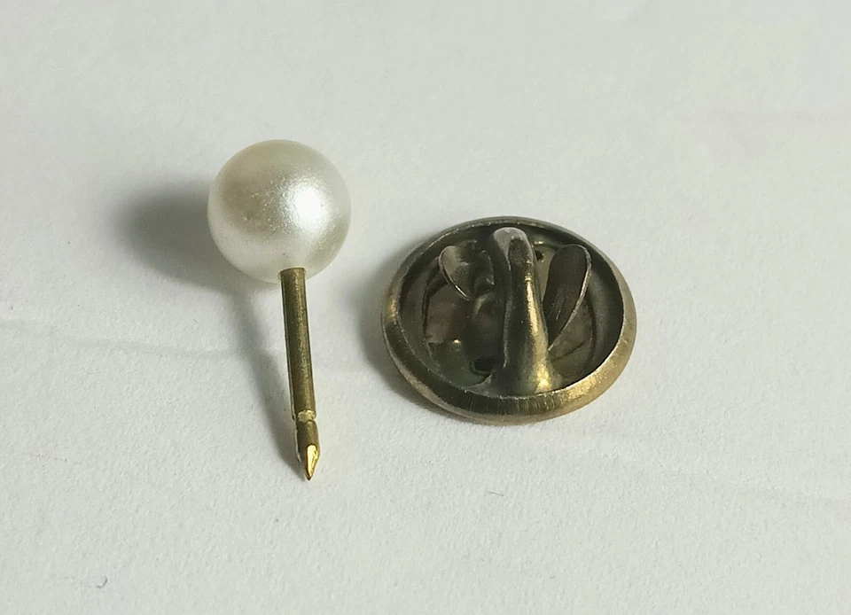 Men's Pearl Tie Pin Tie Tack Lapel Pin - Image 3 of 3