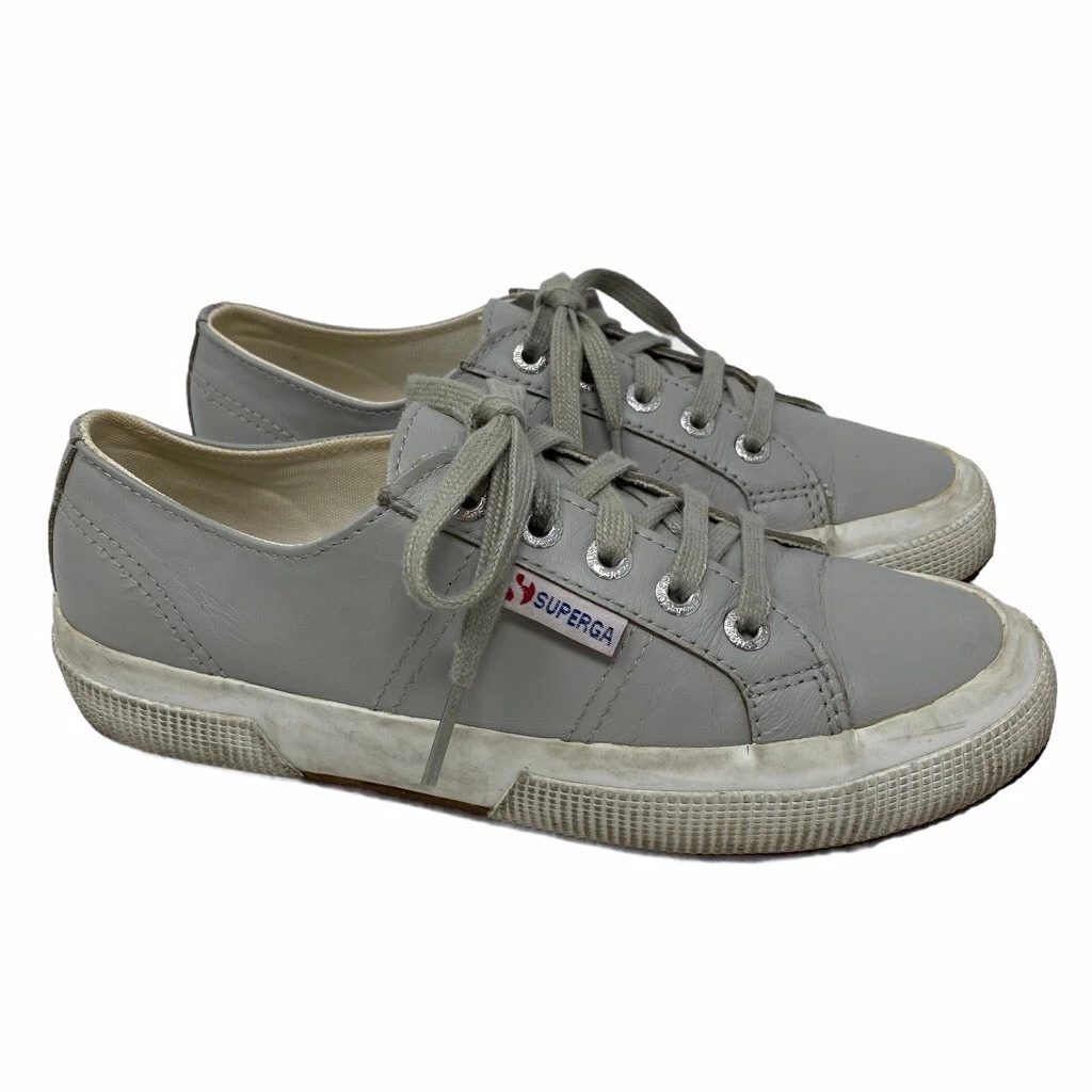 Superga Unisex Fglu Sneakers Shoes Gray Low Top Leather Lace Up