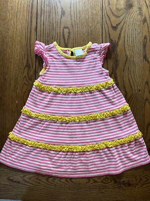 pink and yellow striped dress Women's Sunbeam Days Yellow & Pink Stripe Cotton Belted Midi Dress | Size: S