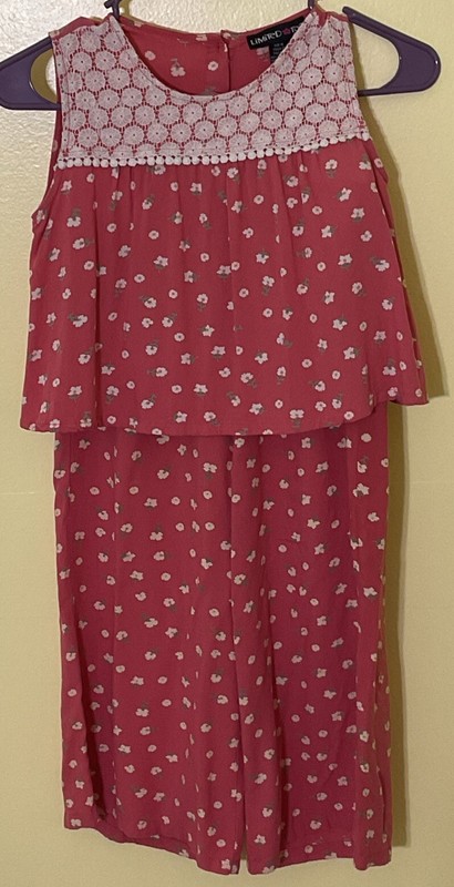 LIMITED TOO Girls Cropped Top & Capris SALMON FLORAL w/Laced On Top Size 10