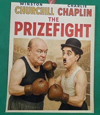 The Prizefight - 8x10 Vintage-Style Photo Featuring Winston Churchill & Chaplin