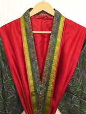 Pure Silk Red-Green kimono Long Robe Gown Girl's Woman Silk Kimono KMO5465