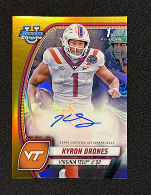 Topps 2024 Bowman Univ Chrome Football Kyron Drones 1st Auto /50 PA-KDR Packers