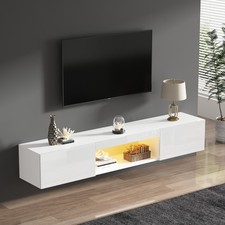 TV Schrank mit LED-Beleuchtung Hochglanz Hängend/Stehend Lowboard 160cm Weiß