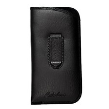Calabria Eye Glasses Case Soft Black Vertical Pocket Clip Black W/Clip