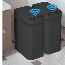 2 Pack Skinny Trash Bin Sensor Motion 2.5 Gallon Touchless Bathroom Trash Can Sm