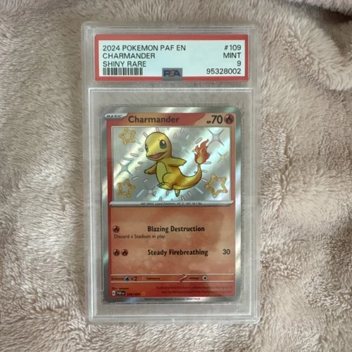 Pokémon 2024 Charmander Shiny Rare Holo 109/091 SV: Paldean Fates PSA 9