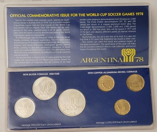 Lot De 3 Pièces Commémoratives Rares - Coupe Du Monde FIFA 1978 Argentine (avec Dépliant 1977)
