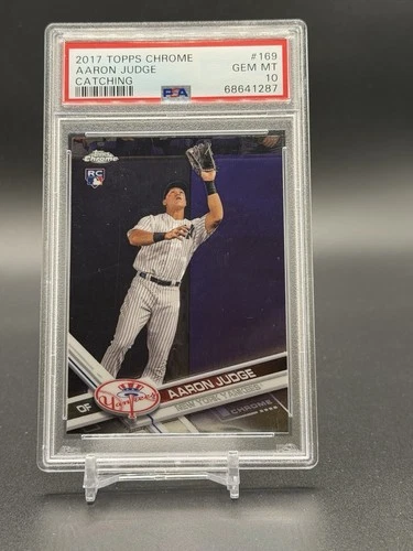 2017 Topps Chrome Aaron Judge Catching #169 Rookie Card Graded Psa 10 Gem Mint!!