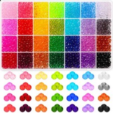 PAXCOO 1820Pcs Crystal Acrylic Beads Faceted Bicone Gem 6 MM, Multicolors