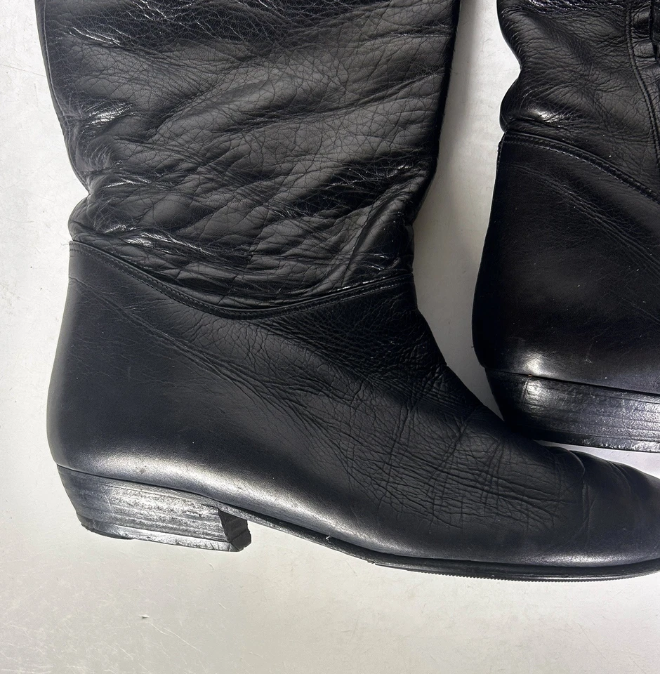 Botas hasta la rodilla vintage Vero Cuoio, hechas en Italia, cuero negro talla 8 LEER  Foto 3 de 4