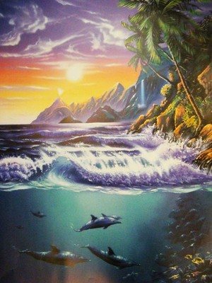 UV Schwarzlicht Poster Neon Druck ''Pacific Dream'' 64x90cm 90s Retro Blacklight