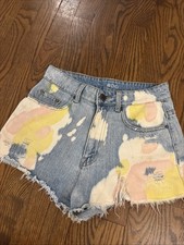 BDG Raw Hem Light Stonewash Color Bleach Jean Shorts Size 26