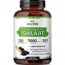 Zazzee 100 Pure Himalayan Shilajit 20:1 Extract, 7000mg, 120 Servings