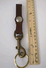 Vintage Brown Leather Buffalo Nickel Indian Coin Keyfob Strap Keychain Clip Fob
