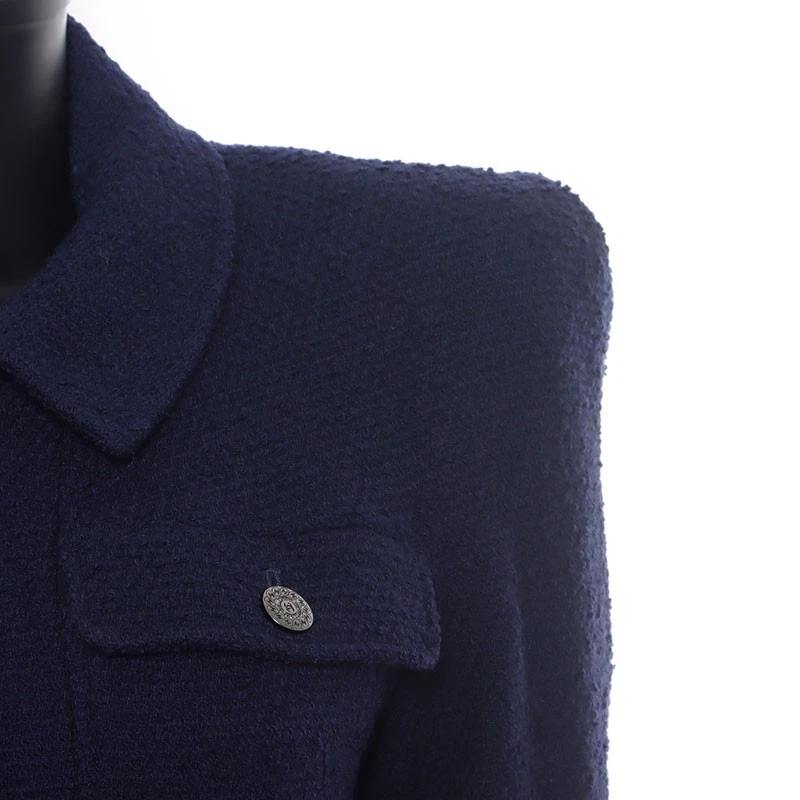 Giacca CHANEL 97A COCO bottoni anni 1997 allestimento tweed blu navy WS10467
