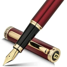 Beiluner Red Fountain Pen,Stunning Luxury,24K Gilded Nib(Medium),Gorgeous 24K Go