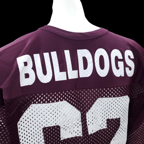 Vintage 1980's Champion Football Practice Jersey Mesh Cropped Maroon Bulldogs 62 - Picture 7 of 9
