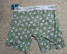 Tommy John Second Skin 6 Inch Boxer Briefs Green With Golf Tee Graphic Men Large