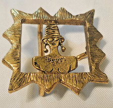 Rare Vtge Gemma Kahng 90s Gold Gigural Lady logo Belt buckle Avant-Garde Couture