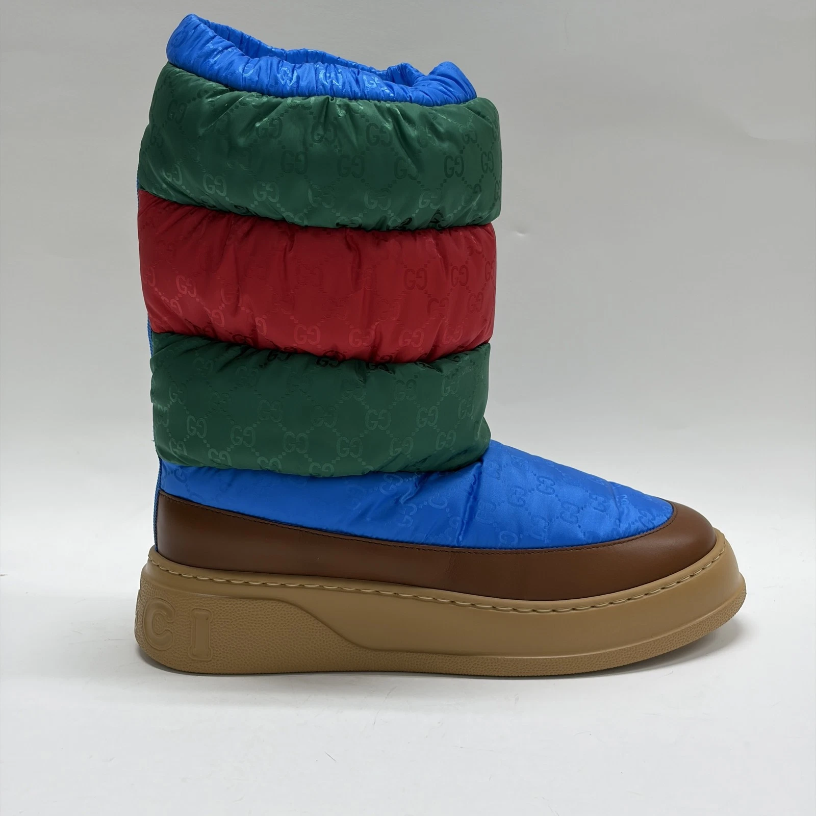 Gucci Padded Snow Boots Green Multi 724046 FAA1X 4358 EU43 UK9