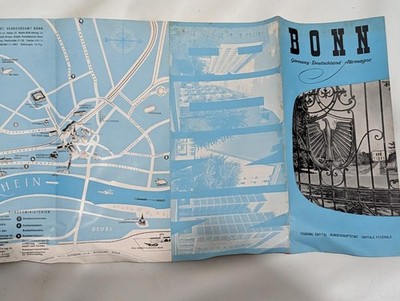 Vintage Tourist Brochure Bonn Federal Capital of Germany 1950s Fold-Out Map