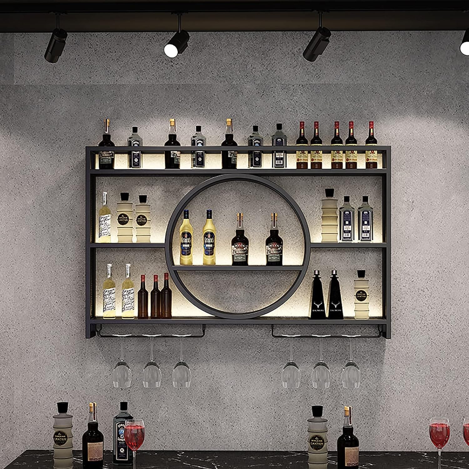 EudoER Espositore da parete in metallo moderno per vino, mensole (o0t)
