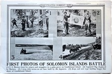 1942 FIRST PHOTOS SOLOMON ISLANDS BATTLE MARINES ILLUSTRATED CURRENT NEWS WWII