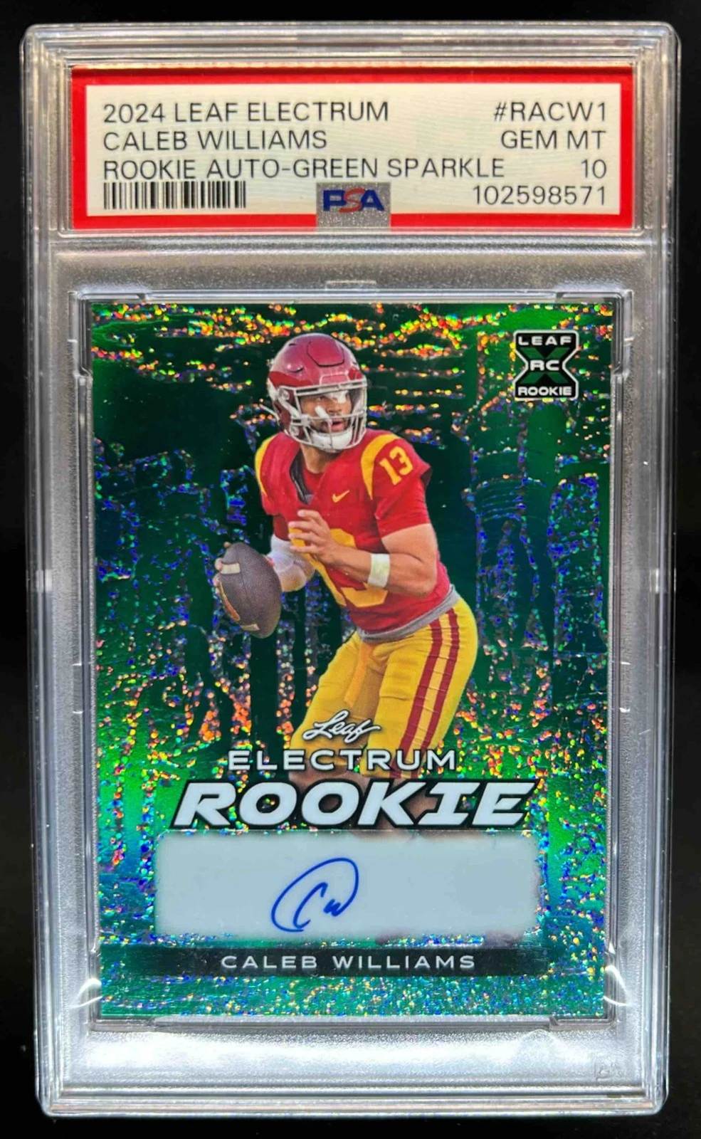 Caleb Williams Leaf Electrum Rookie Autographs #RACW1 Green Sparkle