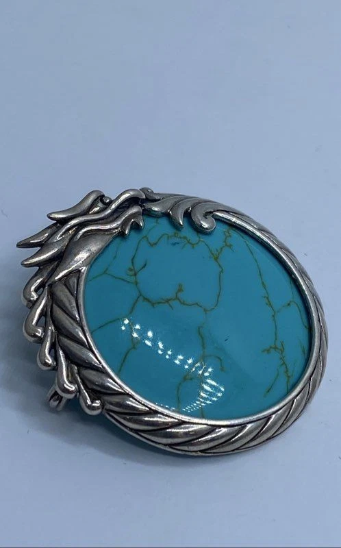 Broche dragón turquesa plata de ley 13,9 g Foto 2 de 4