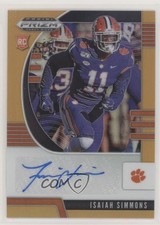 2020 Panini Prizm Draft Picks Rookies Neon Orange /149 Isaiah Simmons Auto 05l6