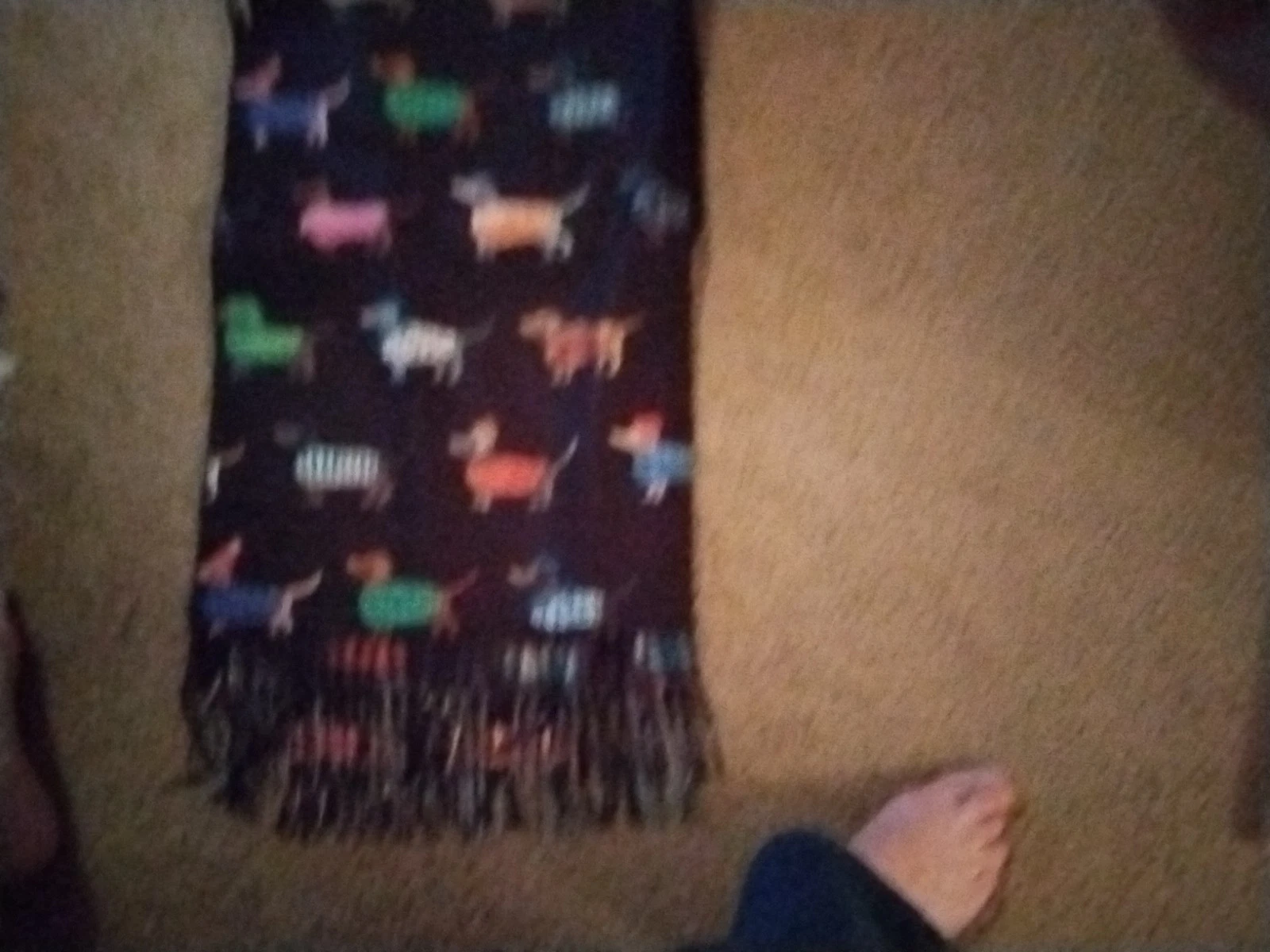 Shawl Cashmere Feel Dacshund Dogs Wrap Fringe 29-1/2 X 76"