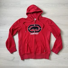 VINTAGE Ecko Sweater Mens S Red Blue Rhino Hoodie Hooded Sweatshirt y2k 2000s