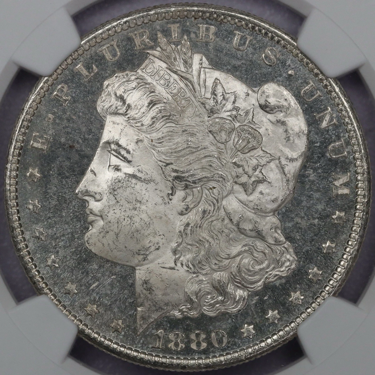 Silver MS 63 Graded 1880 Year Morgan US Dollars (1878-1921) for