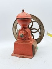 Vintage Cast Iron Coffee Grinder Mill Red Large Wheel Drawer As-is