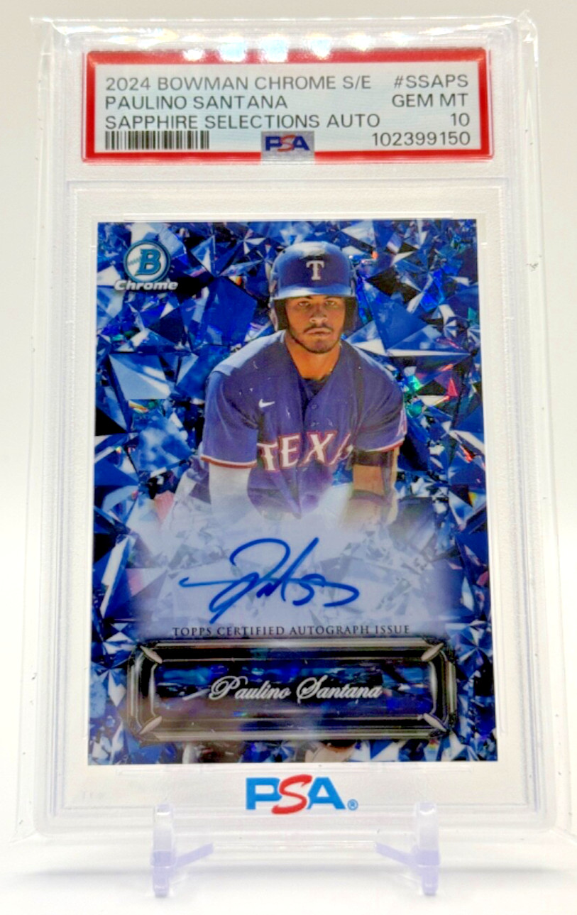 GEM 2024 Bowman Chrome SAPPHIRE SELECTIONS AUTO/ Paulino Santana Rangers PSA 10