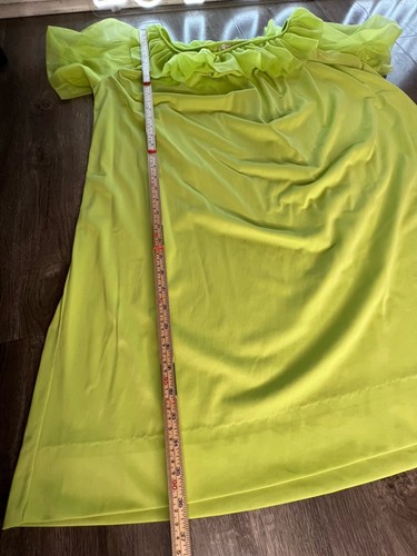 Camicia da notte vintage anni 60 LeVoy verde trasparente chiffon negligee taglia large volant - Foto 8 di 9