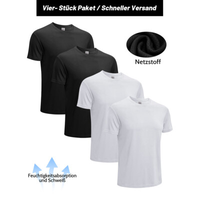 4 Stück Herren Sortierte Kurzärmlige Freizeit Oberteile Sporttop T-Shirts