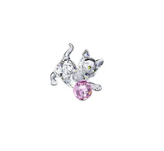 Swarovski Figurine Playful Kitten standing with Pink Wool Ball 631856 New in Box