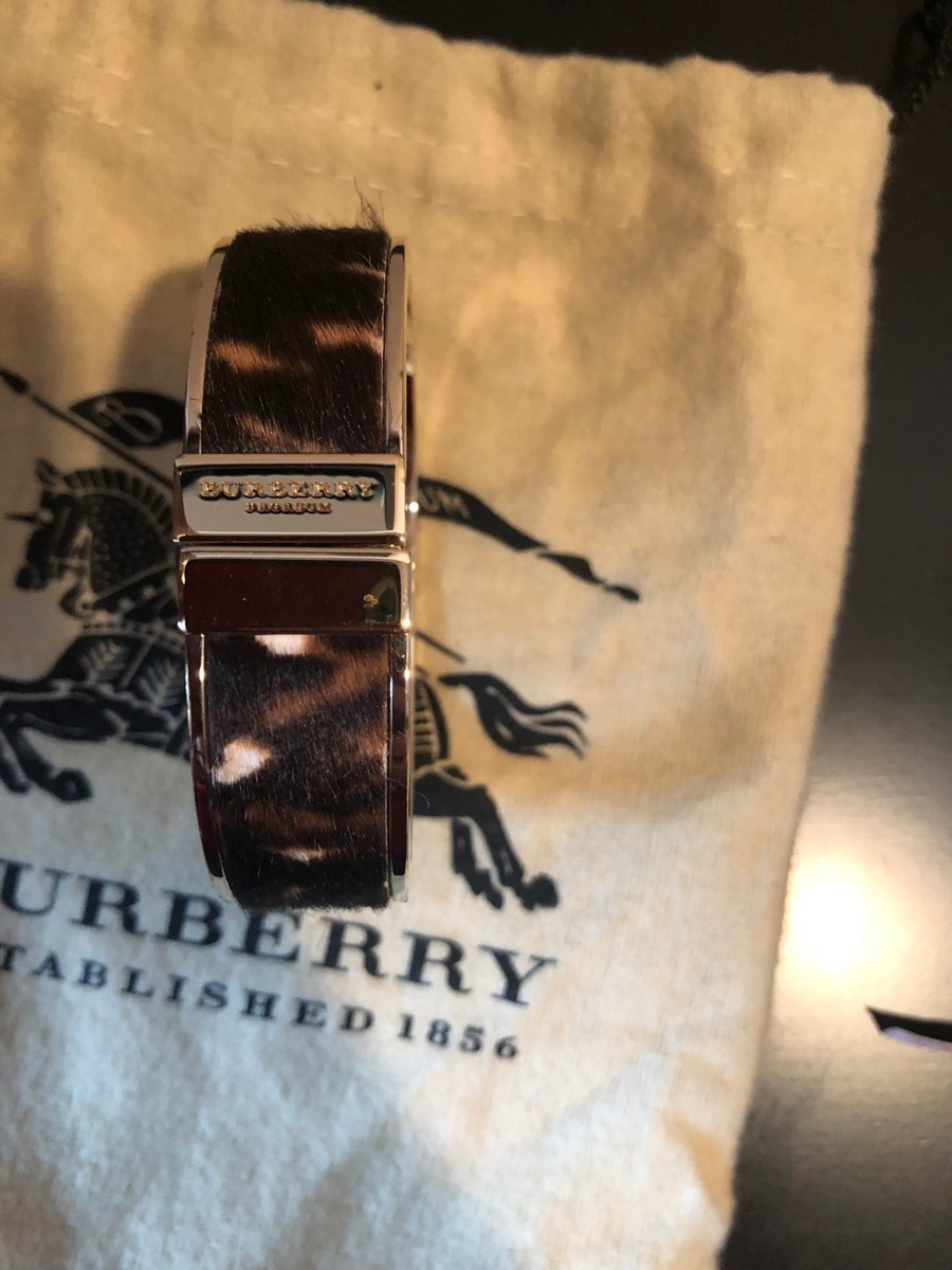 バーバリープローサム ブレスレット NEW BURBERRY PRORSUM CALF HAIR ANIMAL PRINT LEATHER GOLD HALF