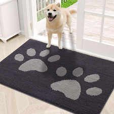 Absorbent Dog Door Mat, Non-Slip Low-Profile Mud Mat, 30X20" Dark Grey, Washable