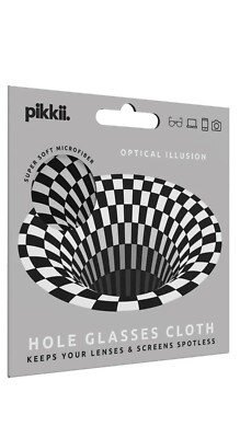 Optical Illusion Hole Microfiber Lens Cleaning Cloth Unique Office Supply NEW!
